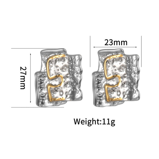 Irregular Gometric DualTone Earrings JLT13066