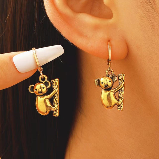 Gold Koala Tree Drop Earrings JLT13783