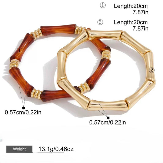 Golden Bamboo Resin Bracelet Set JLTB1022 (Pack of 2)
