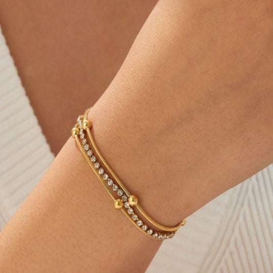 Gold Triple Layer Crystal Bracelet JLTB1081