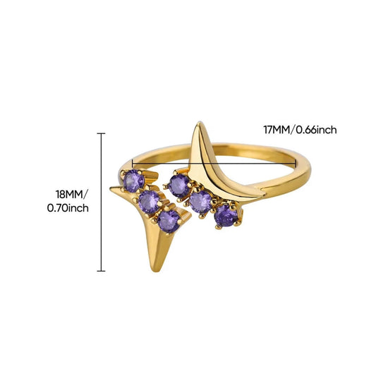 Purple Crystal Gold Starburst Ring JLTR0686