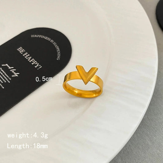 Minimalist Gold "V" Statement Ring JLTR0699