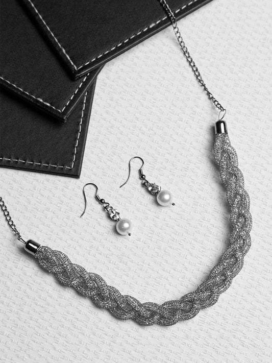 Priyaasi Silver Plated Meshed Jewellery Set