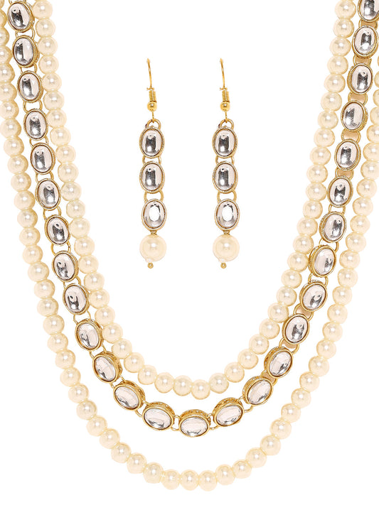 Priyaasi Elegance in Harmony with Kundans and Pearls Jewellery Set