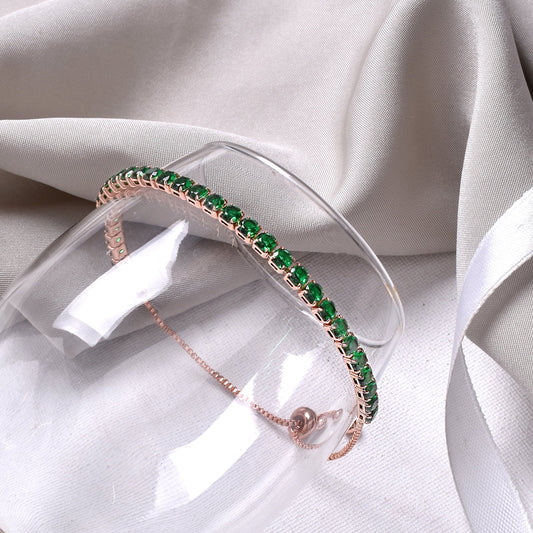 Nora Gold Tennis Green Bracelet