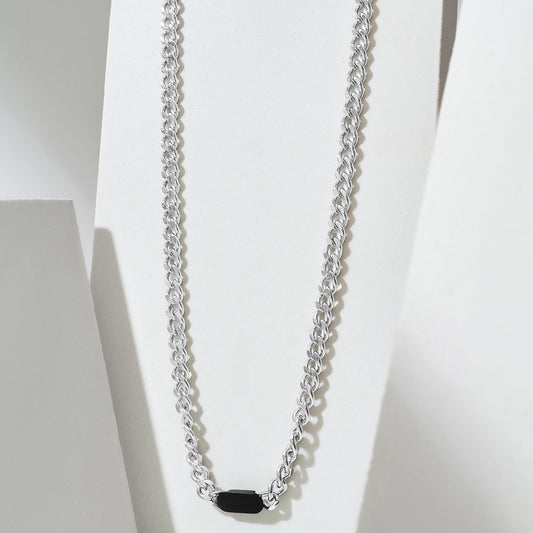 Ravorn Silver & Black Men's Necklace