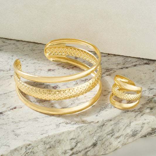 Serima Gold Seashells Bracelet & Ring Set