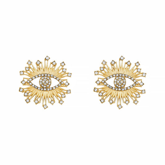 Aetheric Eye Glaze Evil Eye Gold Earrings