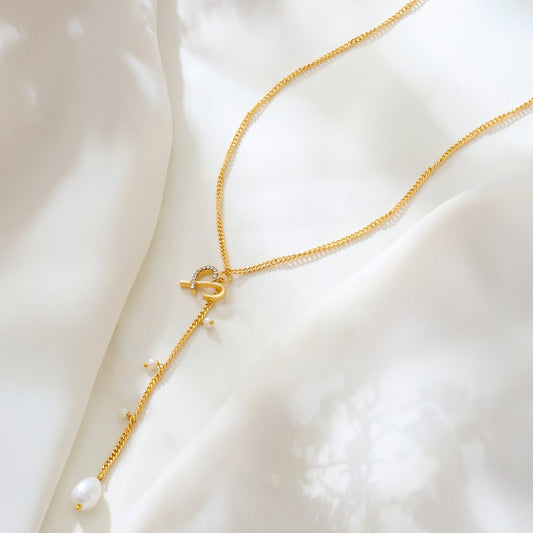 Helia Monogram Gold Necklace