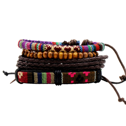 Retro Multi color Set of 4 Men's Bracelet