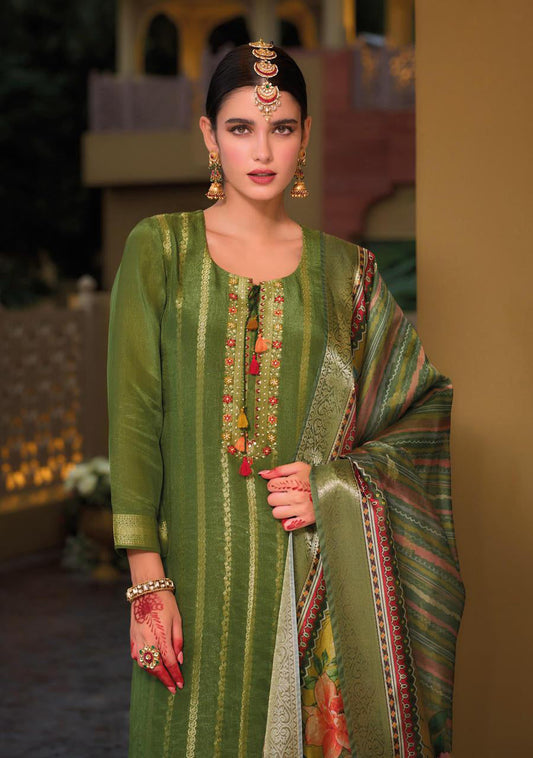 Green Cotton Kurti And Bottom With Digital Printed Dupatta For Women & Girls