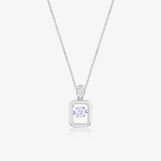 Silver Stone Rectangle Necklace