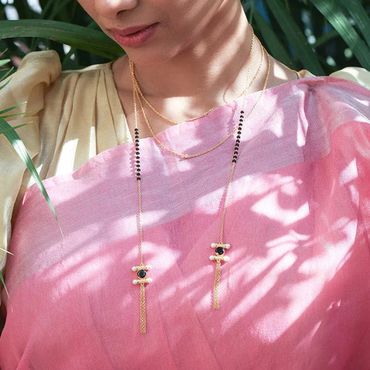 Lariat Wrap Silver 92.5 Mangalsutra Necklace