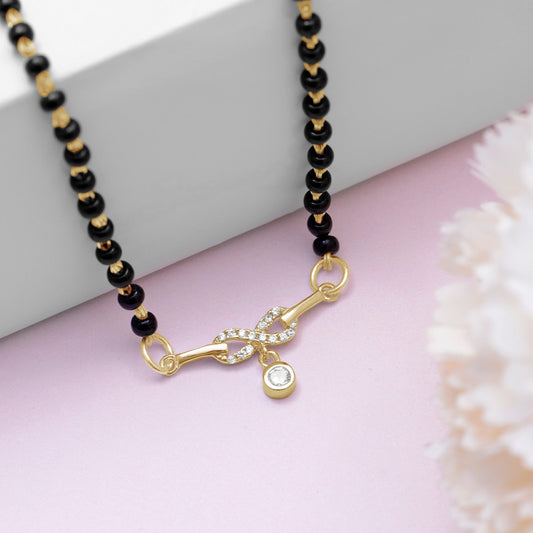 Eternal Infinity Gold-Plated CZ 925 Sterling Silver Mangalsutra