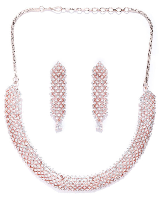 Ethereal Spirit-American Diamond Rose Gold Plated Jewellery Set
