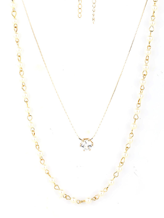 Gold Plated Stones & Beads Pendant Necklace
