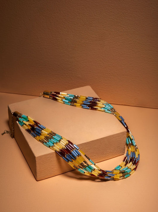 Multicolor Layered Beaded Gold-Plated Necklace