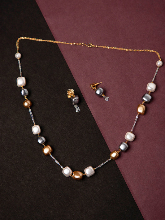 Priyaasi Triple Toned Seme Precious Stone Jewellery Set