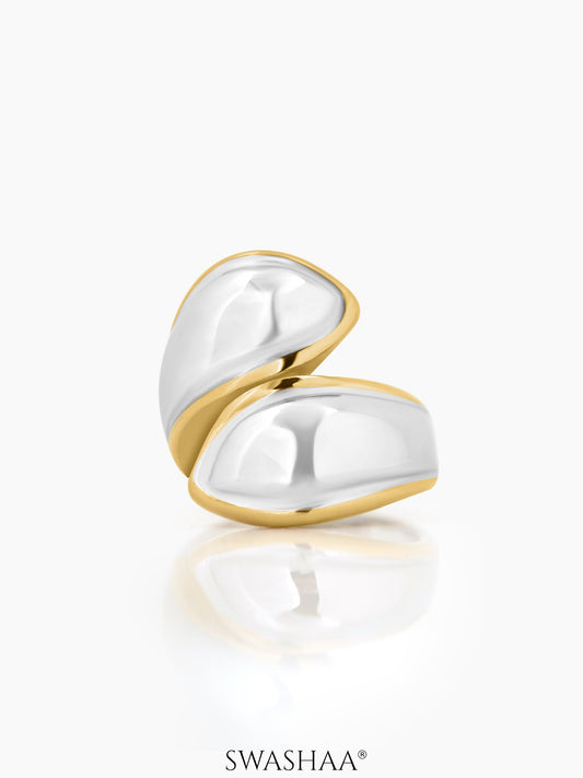 Naori Swirl Dual Tone Silver 18K Gold Plated Ring