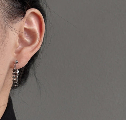 Sleek Silver Link Hoop Earrings JLT11794