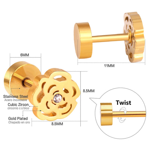 Sparkle Rose 18K Gold Plated Children's Earrings - Twisty Locks - Kids and Women Hair Accessories, Fashion Clothing and Jewellery India
