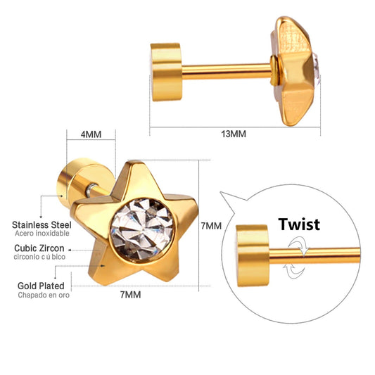 Sparkle Star 18K Gold Plated Children's Earrings - Twisty Locks - Kids and Women Hair Accessories, Fashion Clothing and Jewellery India
