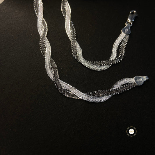 Sterling Silver Dual Tone Plain Anklet