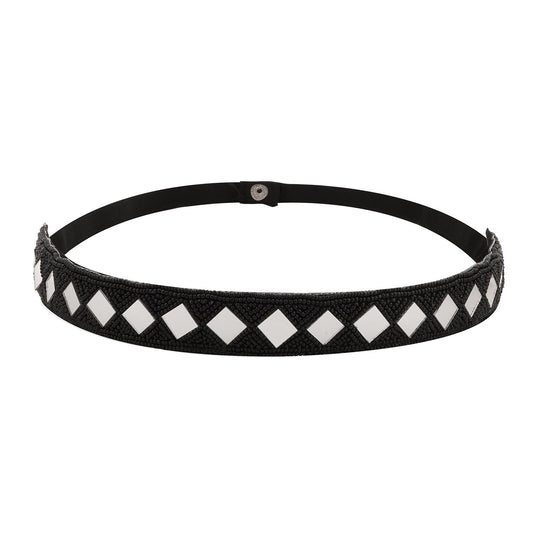 Teejh Kahani Bead Mirror Black Belt