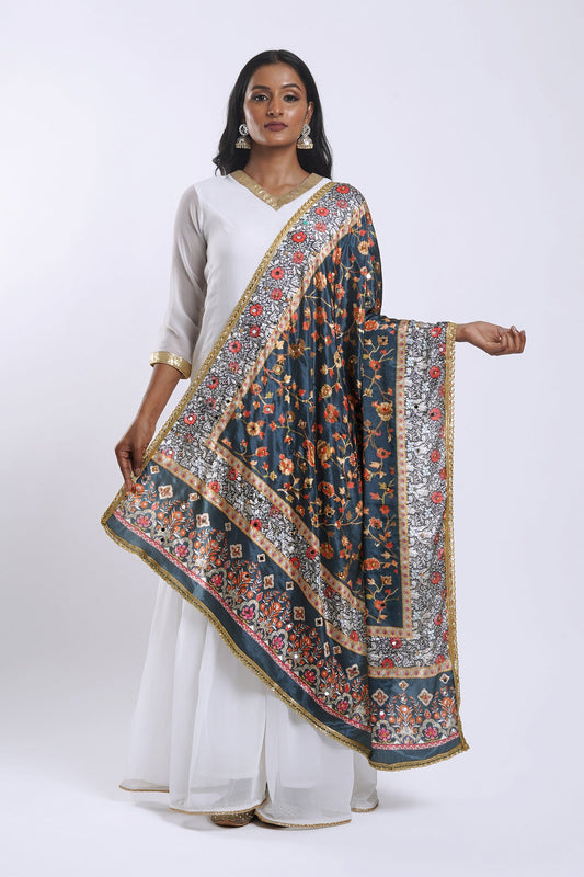 Teejh Amrapali Embellished Printed Dupatta