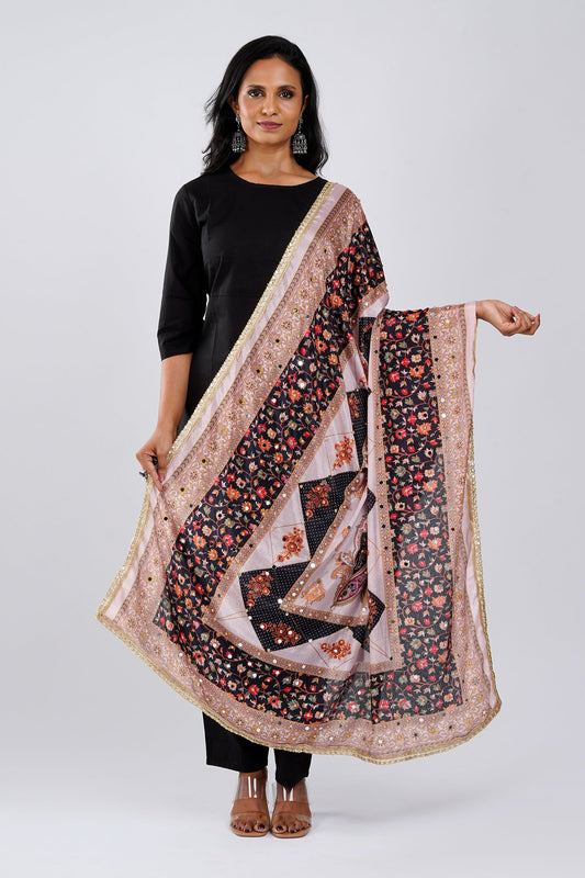 Teejh Gulnaaz Embellished Printed Dupatta
