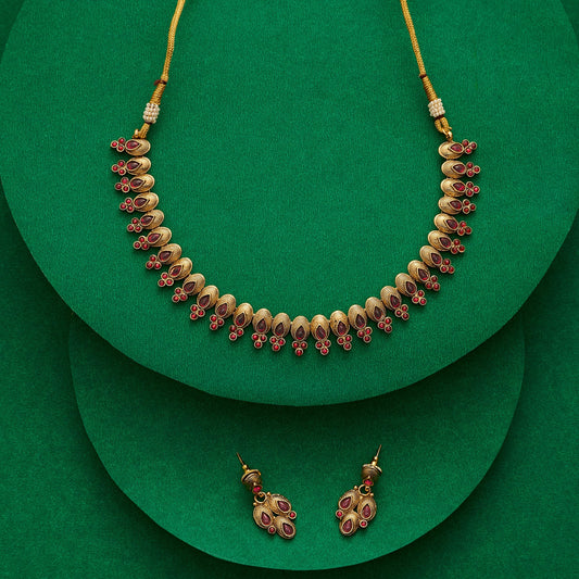 Teejh Kashvini Ruby Gold Necklace Set