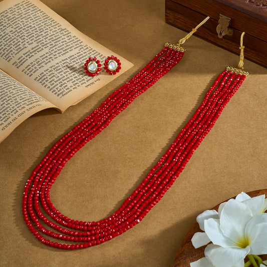 Teejh Surili Red Beads Necklace Set