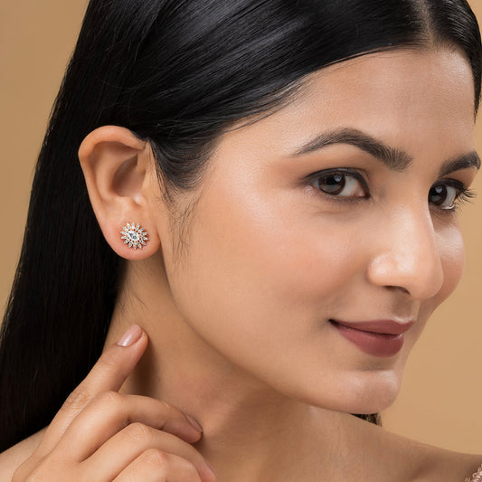 Teejh Golden Gleam CZ Stones Rose Gold Earrings