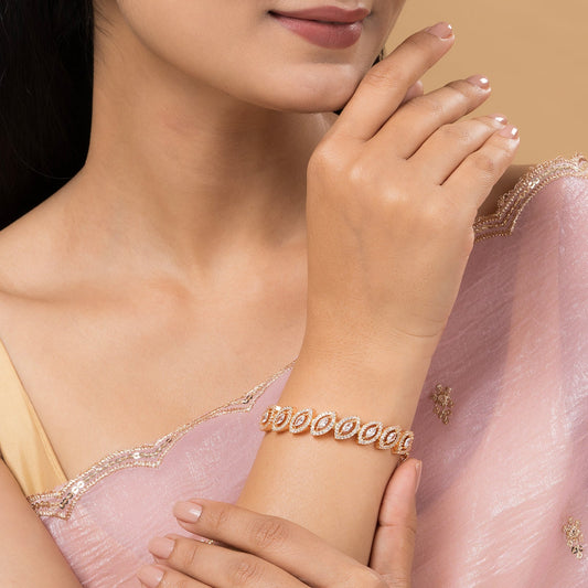 Teejh Aarti Allure CZ Stones Rosegold Bracelet