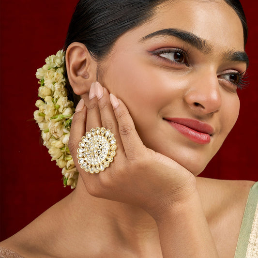 Teejh Fulora Polki Gold Ring