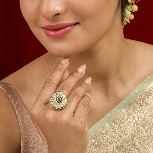 Teejh Vaniya Green and Gold Ring