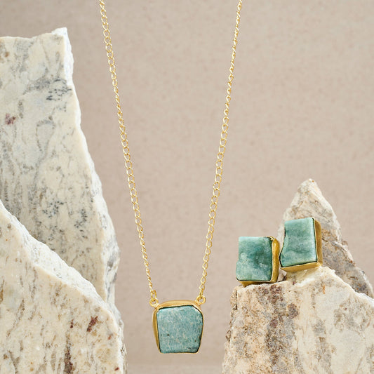 Teejh Ishaya Turquoise Natural Stone Necklace Set