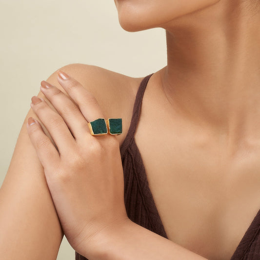 Soléa Dark Green Natural Stone Ring