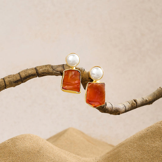 Teejh Liora Orange Natural Stone Earrings