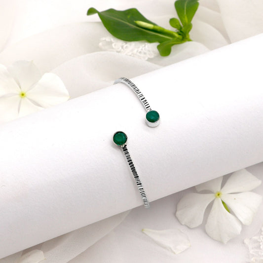 Bhamini Dark Green Silver Oxidized Bracelet - Teejh
