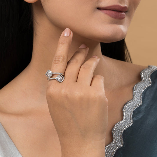 Teejh Jewel of Jodhpur CZ Stones Silver Ring