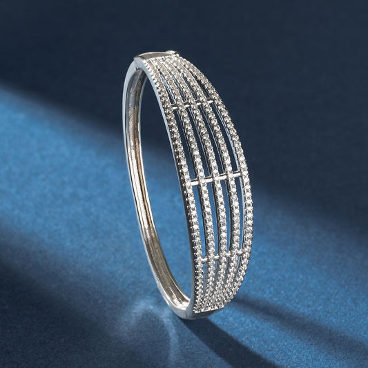 Teejh Lavanya Lustre CZ Stones Silver Bracelet