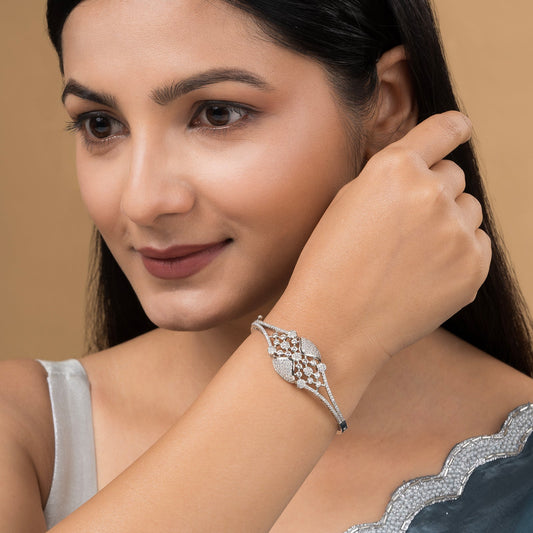 Teejh Serene Swarna CZ Stones Silver Bracelet