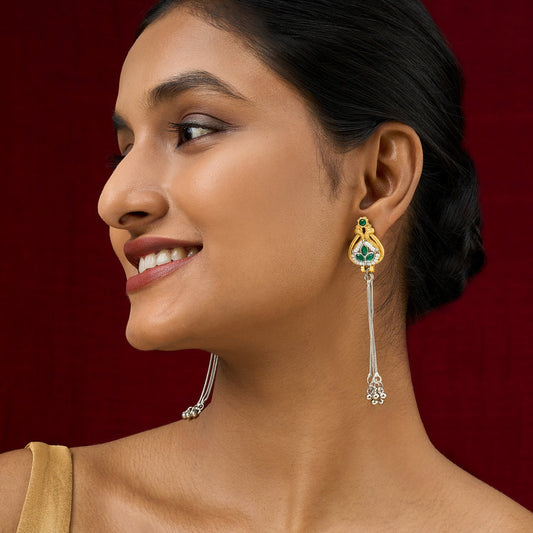 Teejh Aureya Green Dual tone Danglers