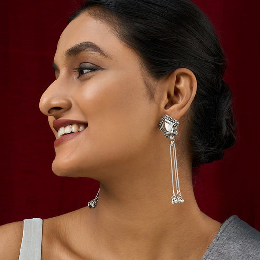 Teejh Riba Silver Ghungroo Danglers