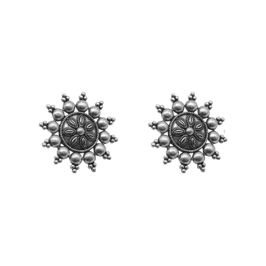 Anu Circle SIlver Oxidized Studs Earrings