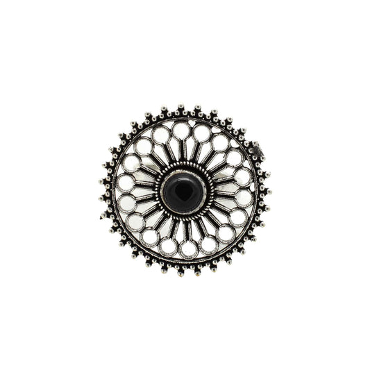 Aruna Black Silver Oxidized Filigree Ring - Teejh