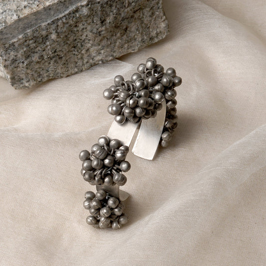 Teejh Chandhini Silver Oxidised Ghungroo Bracelet