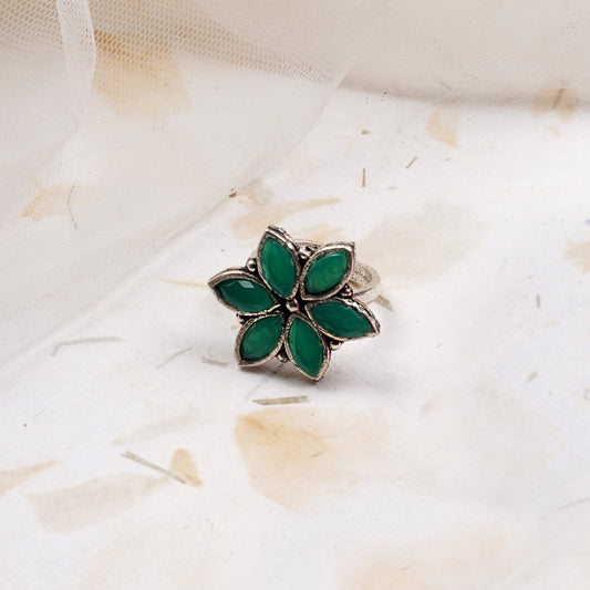 Ageless Green Stone Silver Ring