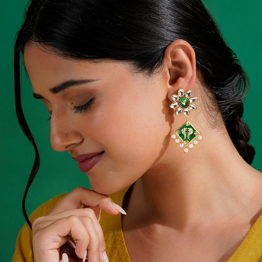 Laung Da Lashkara Dark Green Truck Art Earrings